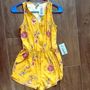 Bright yellow floral romper